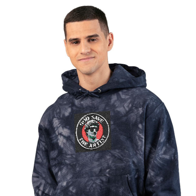 Unisex Tie-Dye Hoodie with Embroidery, Cozy Fashion, Stylish Layer, Gift for Him/Her, Perfect for Casual Outings - planetplanasspace