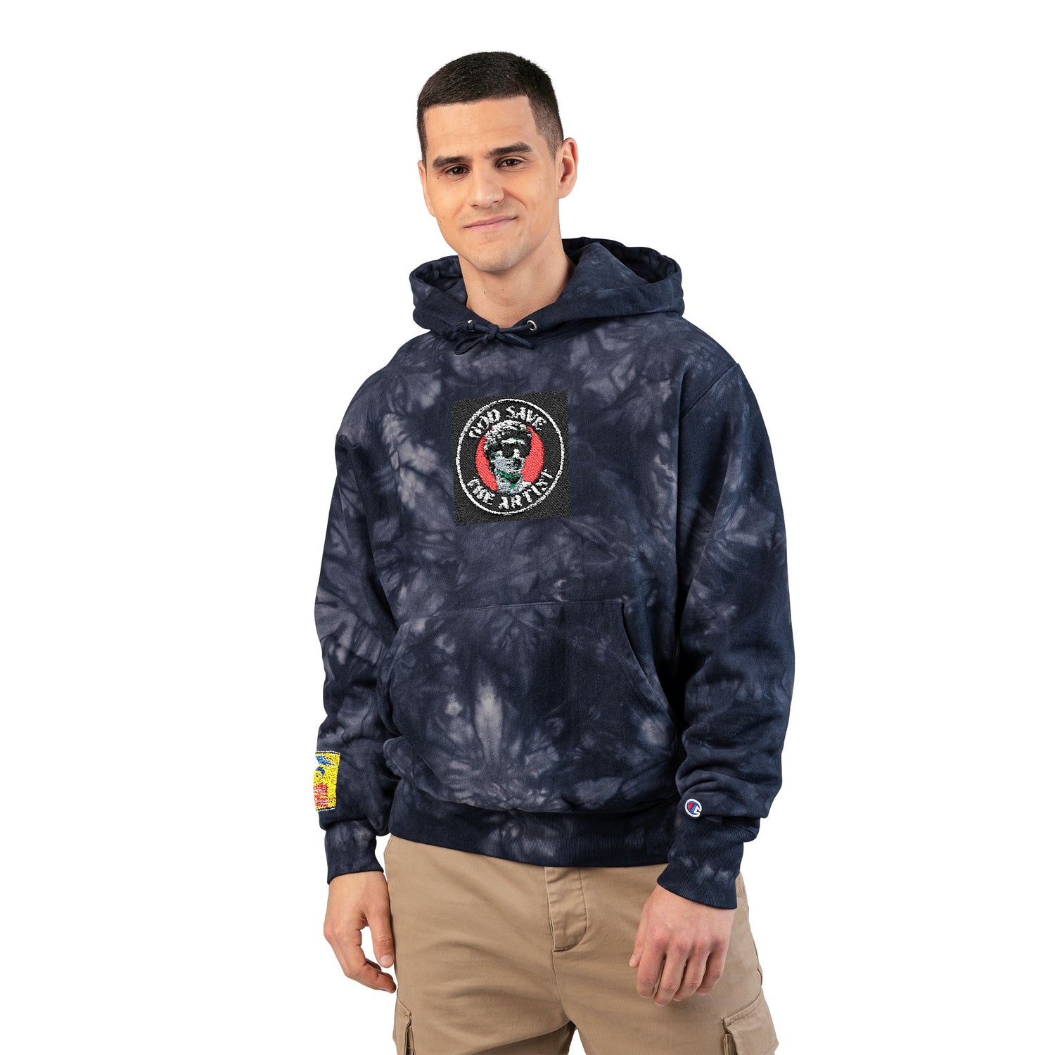 Unisex Tie-Dye Hoodie with Embroidery, Cozy Fashion, Stylish Layer, Gift for Him/Her, Perfect for Casual Outings - planetplanasspace