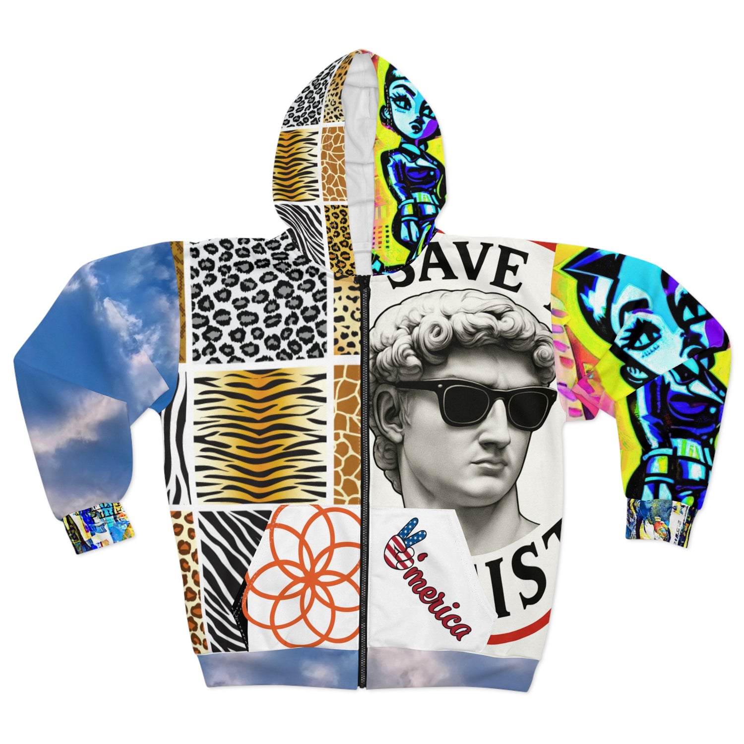 Unisex Zip Hoodie (AOP)  Zonie Life by Planas - planetplanasspace