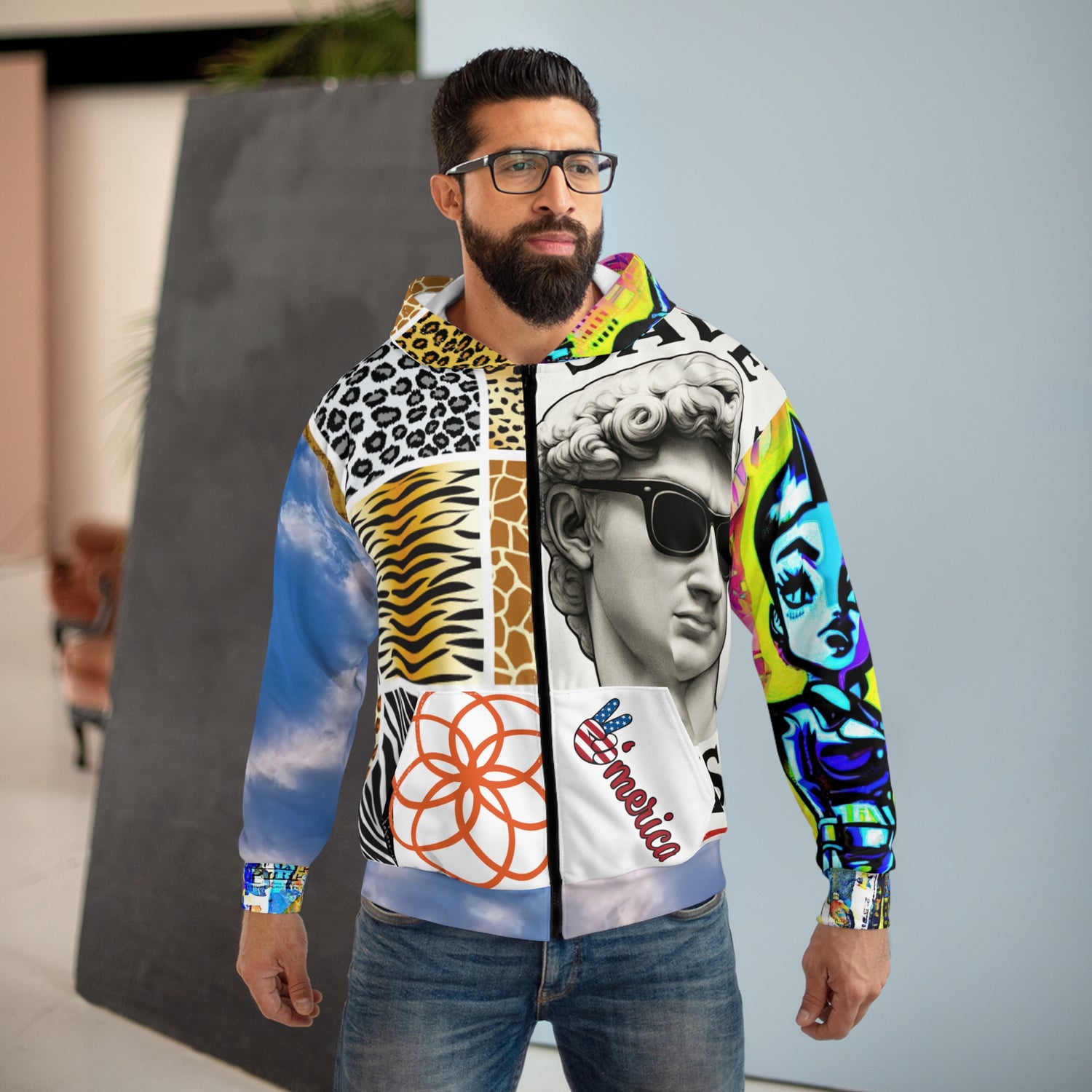 Unisex Zip Hoodie (AOP)  Zonie Life by Planas - planetplanasspace