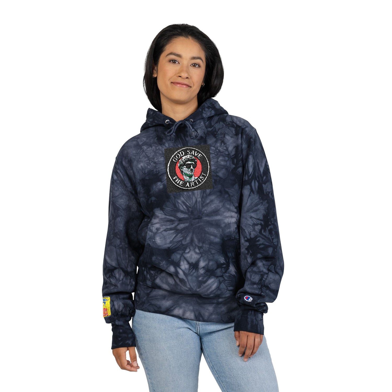 Unisex Tie-Dye Hoodie with Embroidery, Cozy Fashion, Stylish Layer, Gift for Him/Her, Perfect for Casual Outings - planetplanasspace